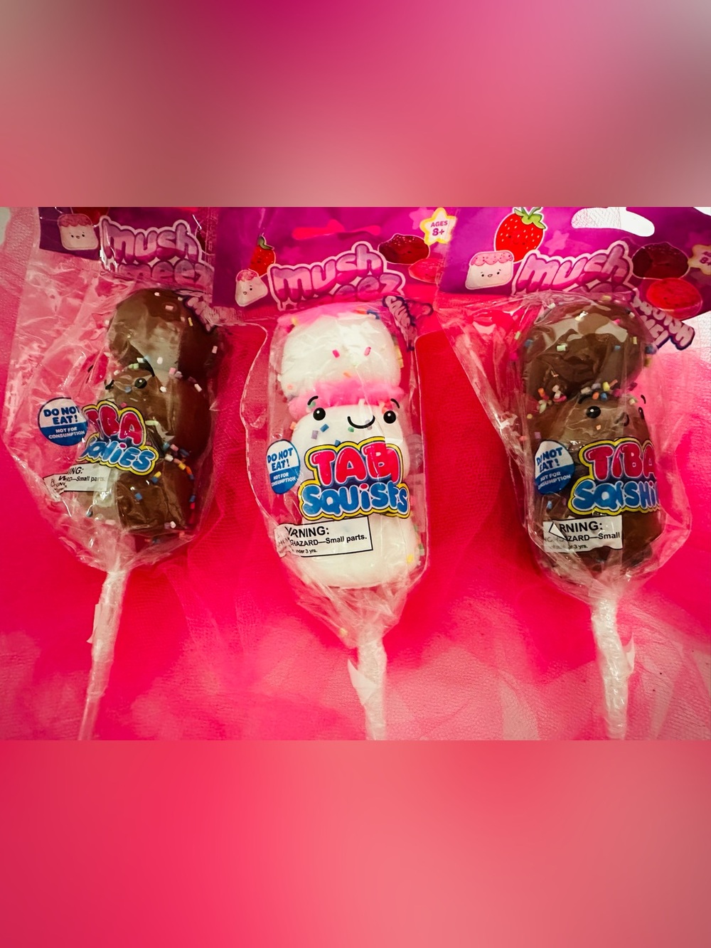 Mushmeez Squishies Lollipop Trio - White & Chocolate